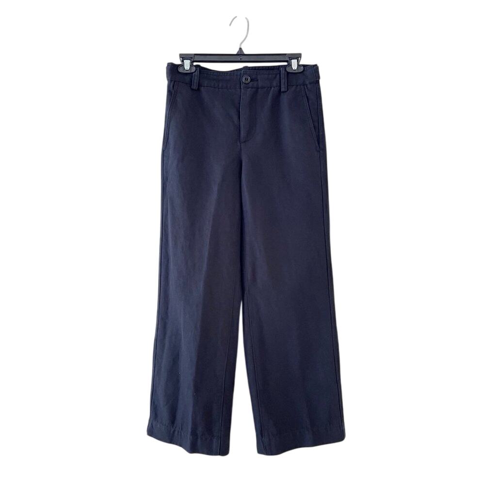 Vince Linen Cotton Wide Leg Crop Pants Black High Rise Size 4 Ankle Trouser Fits - Picture 2 of 7